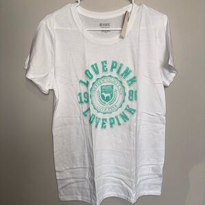 PINK Victoria's Secret White and Green T-Shirt